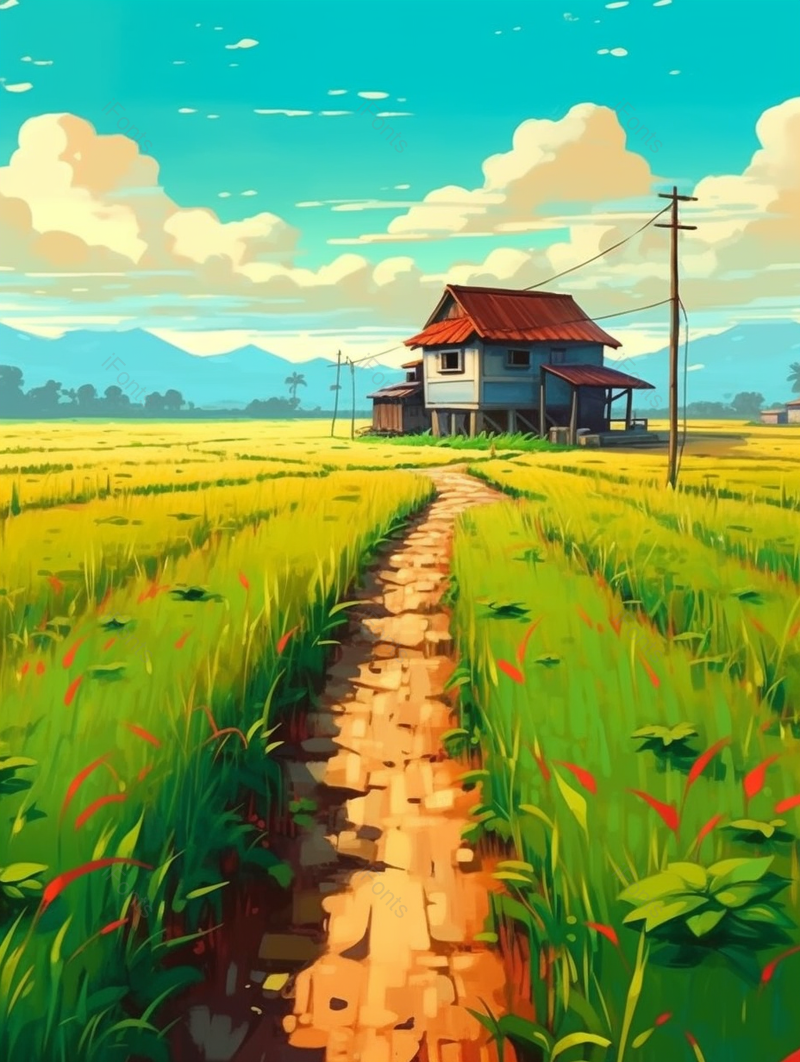 小满小清新稻田风景节气插画,插画/手绘图,插画/手绘图库,插画/手绘图下载,插画/手绘